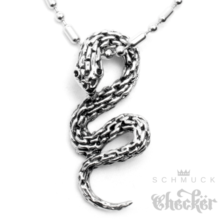 Edelstahl Ketten Anhanger 3d Silber Schlange Viper Python Snake Biker Kette Ebay